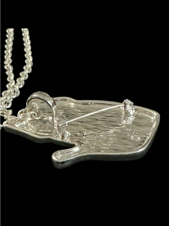 Silver Cat Pendant Necklace - Heart Accent - Picture 3 of 3